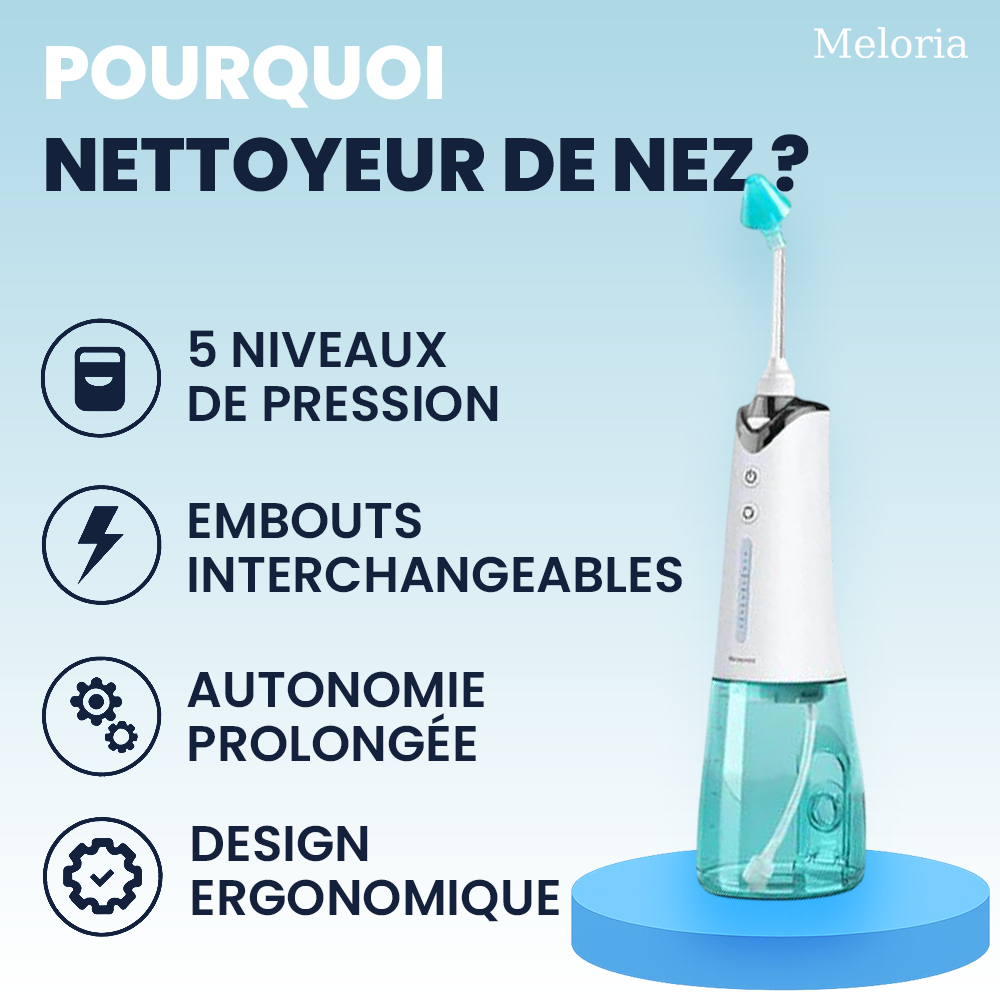 Meloria® NoseCleaner : L’appareil qui élimine les impuretés nasales et vous aide à respirer librement.